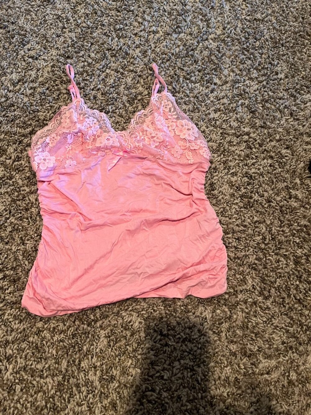 SHEIN Pink Floral Lace Cami Top with Bow Size L